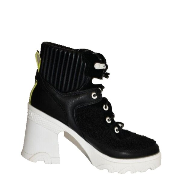 New! Sorel Women's Brex Heel Cozy Lace Boots Black/Sea Salt  DD407 - Picture 6 of 9